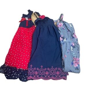 4T Dress & Romper Bundle Penelope Mack Old Navy Floral Patriotic Gray Pink Blue
